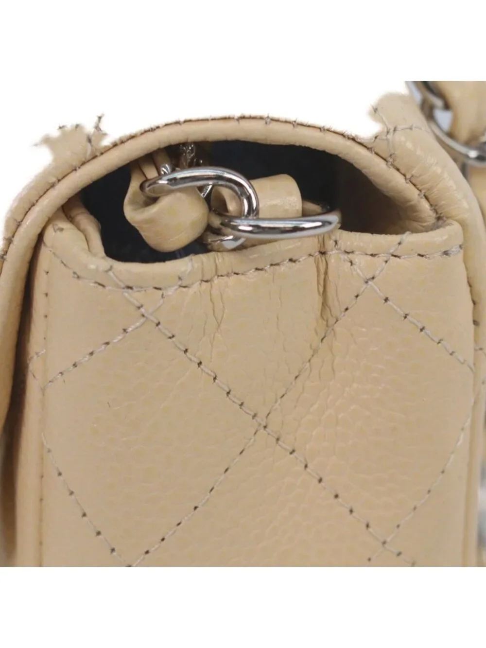 Chanel Beige Caviar Silver Mini Quilted 20 Shoulder Bag